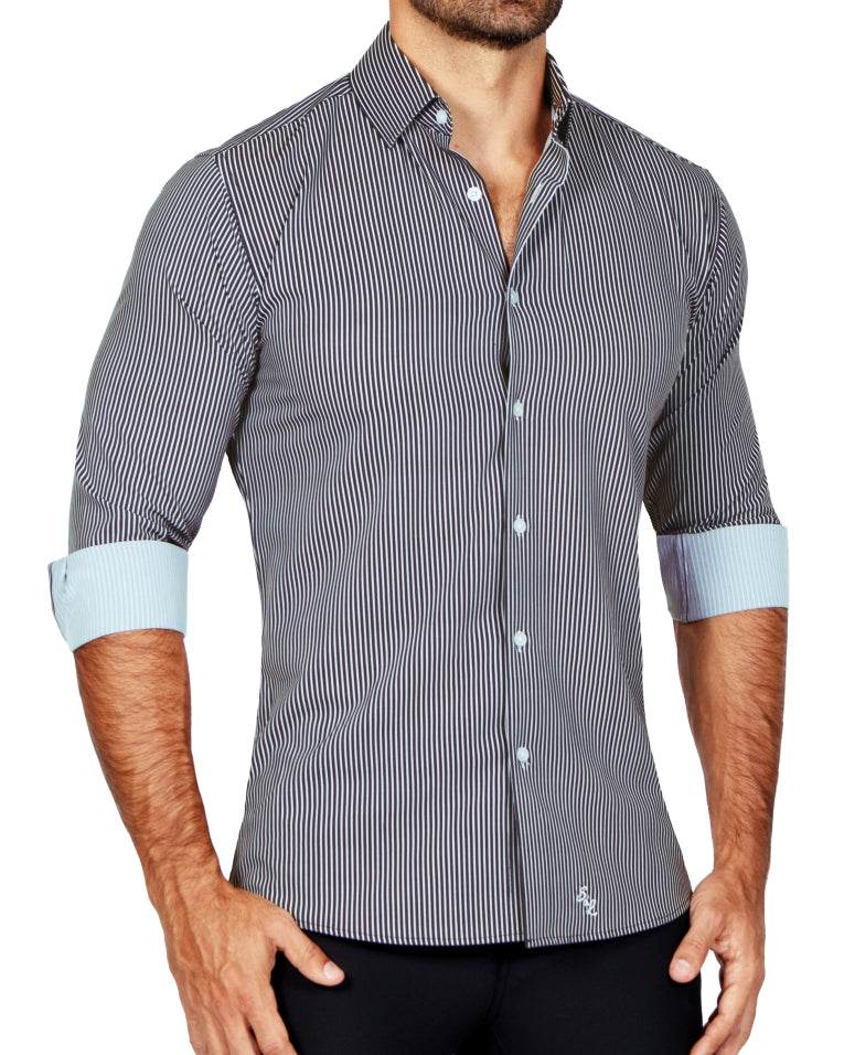 "The Limestone" Charcoal & White Pinstripe