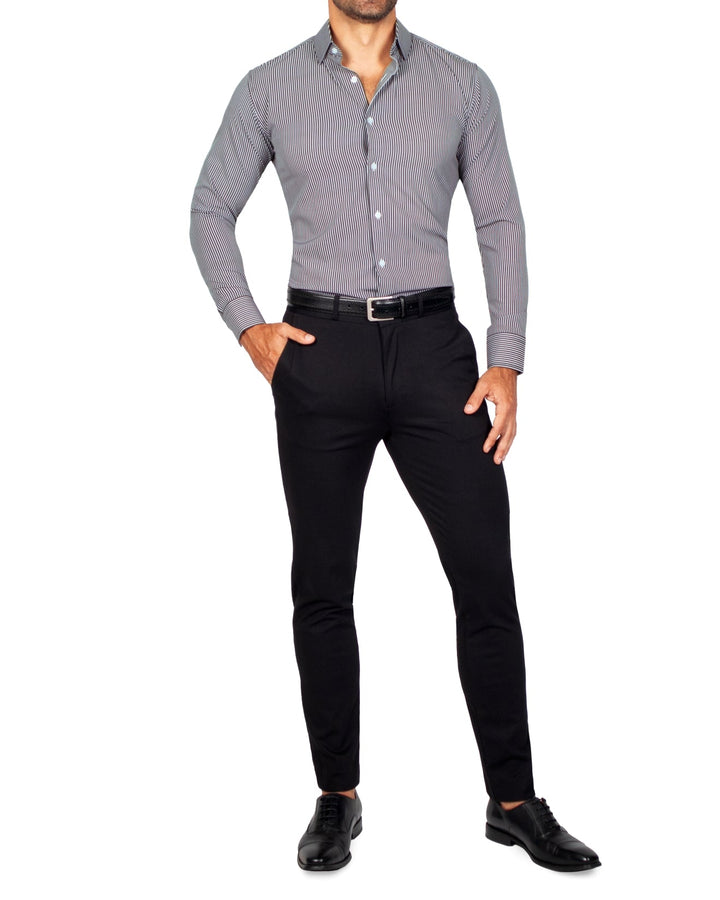 "The Limestone" Charcoal & White Pinstripe