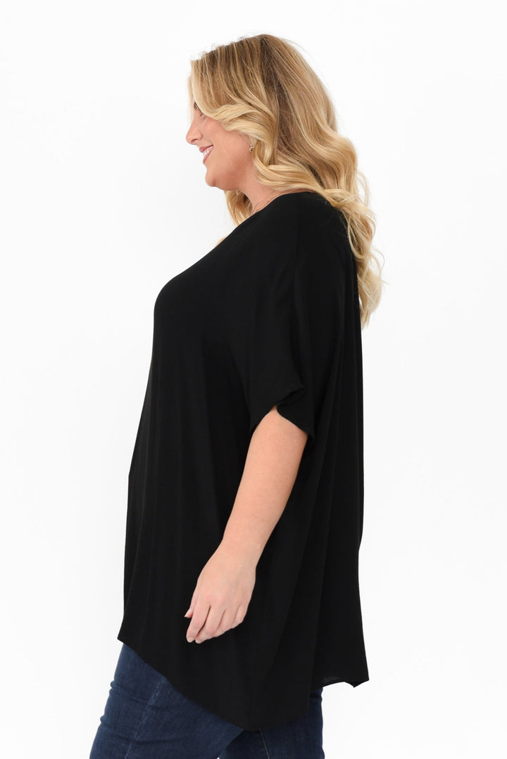 Mali Black Drape Top