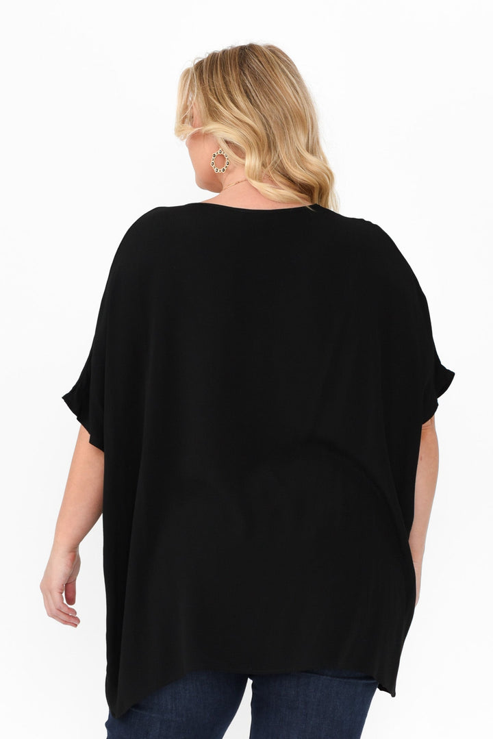 Mali Black Drape Top