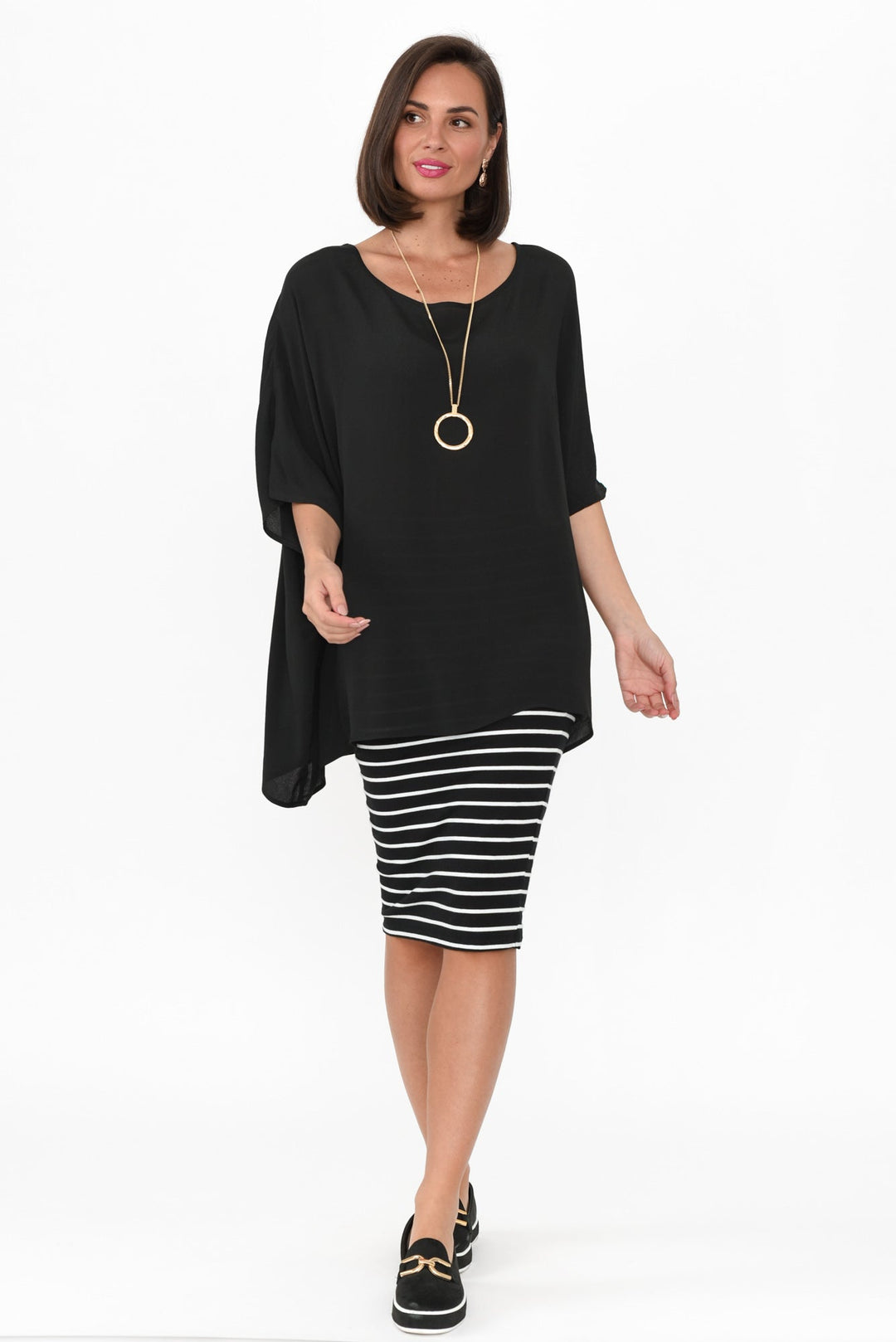 Mali Black Drape Top