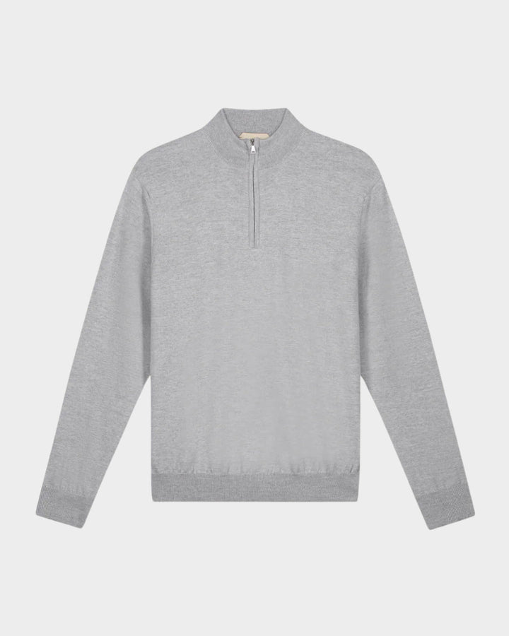 MARSEILLE - GRIJS MERINO HALFZIP SWEATER