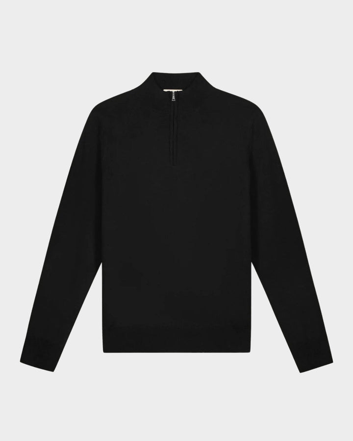 MARSEILLE - ZWART MERINO HALFZIP SWEATER