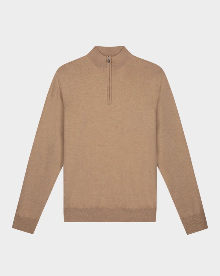 MARSEILLE - TAUPE MERINO HALFZIP SWEATER