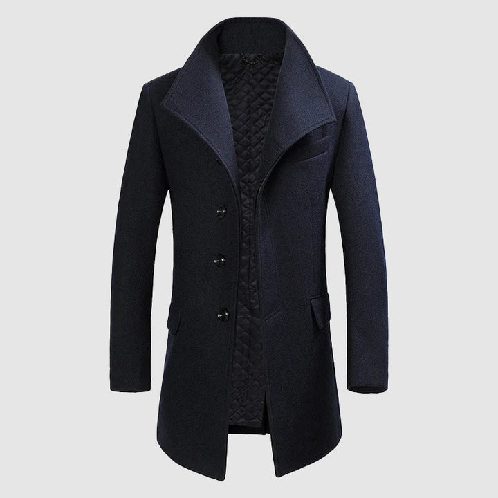 Immanuël™ Merino Wool Blend Overcoat with High Collar