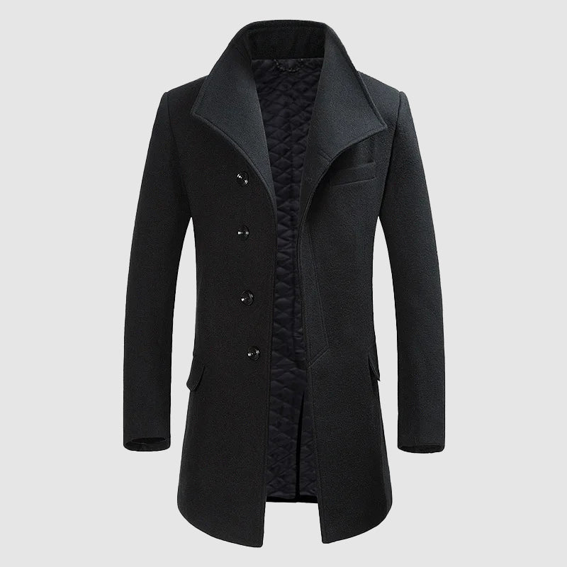 Immanuël™ Merino Wool Blend Overcoat with High Collar