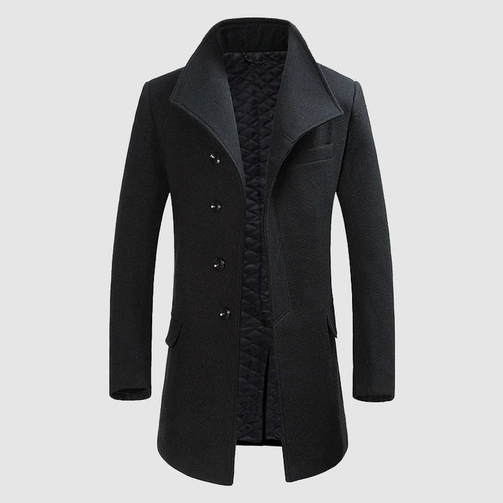 Immanuël™ Merino Wool Blend Overcoat with High Collar