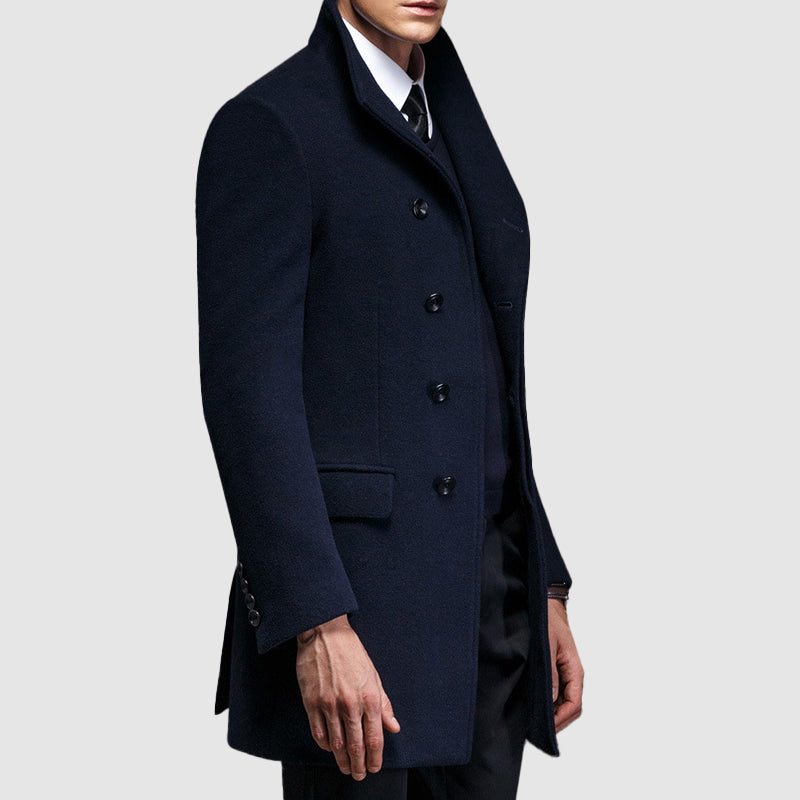 Immanuël™ Merino Wool Blend Overcoat with High Collar