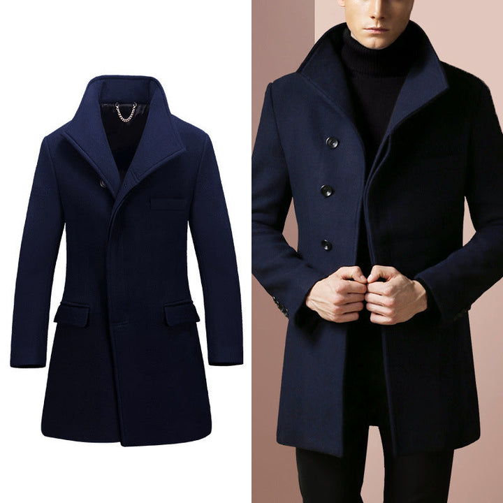 Immanuël™ Merino Wool Blend Overcoat with High Collar