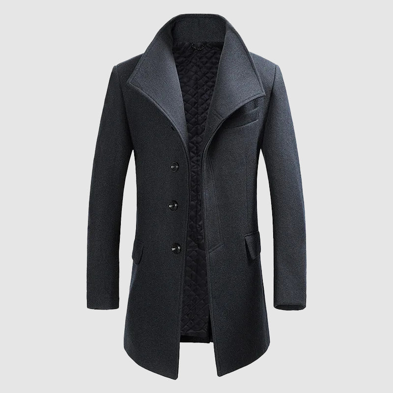 Immanuël™ Merino Wool Blend Overcoat with High Collar