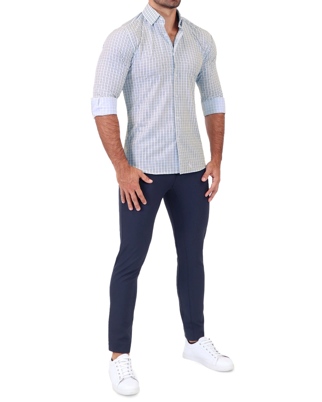 "The Rye" Grey, White & Navy Mid Check