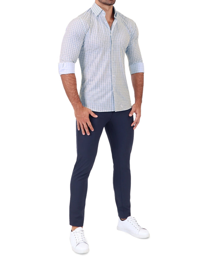 "The Rye" Grey, White & Navy Mid Check