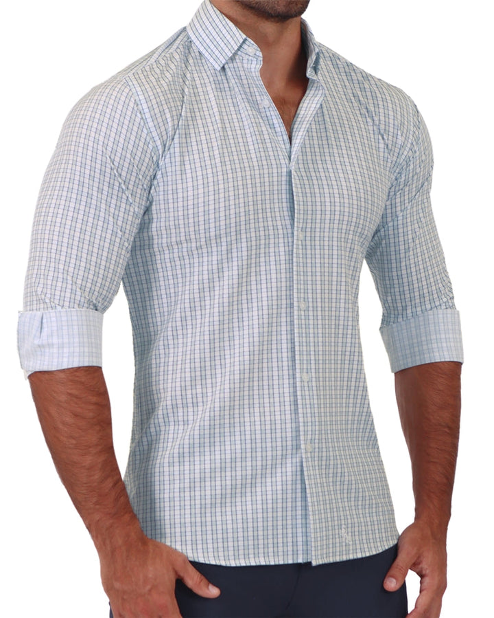 "The Rye" Grey, White & Navy Mid Check