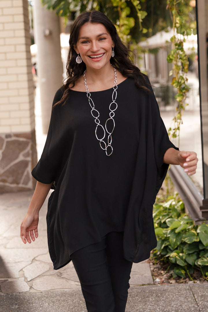 Mali Black Drape Top