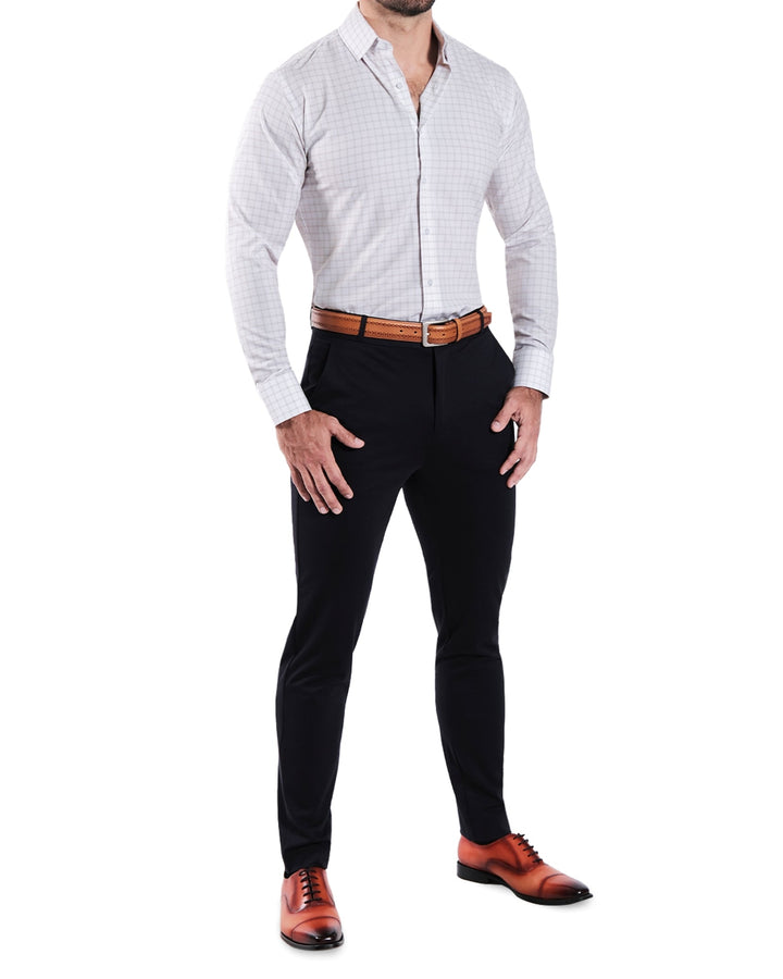 "The Shore" White with Tan Windowpane