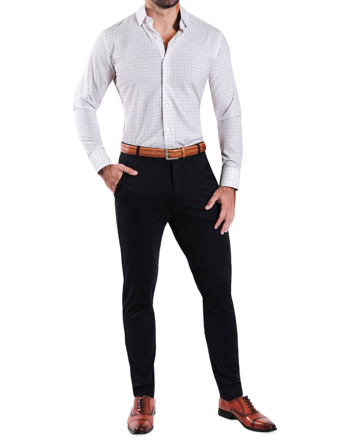 "The Shore" White with Tan Windowpane