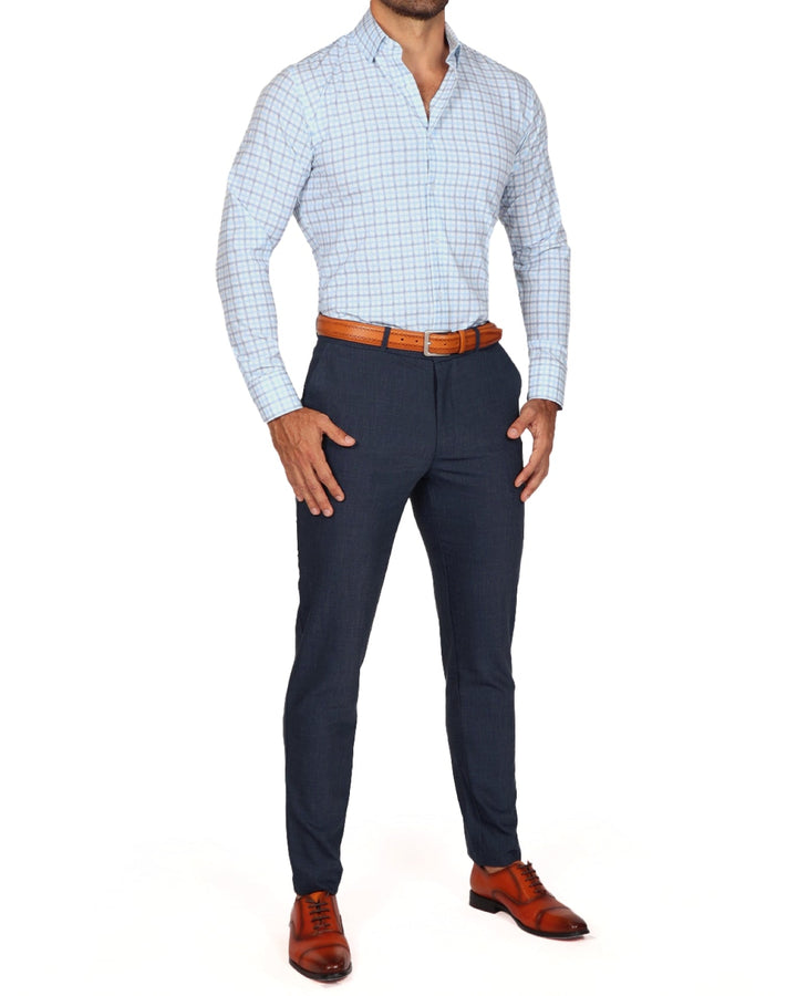 "The Sidney" Light Blue, White & Navy Faded Check