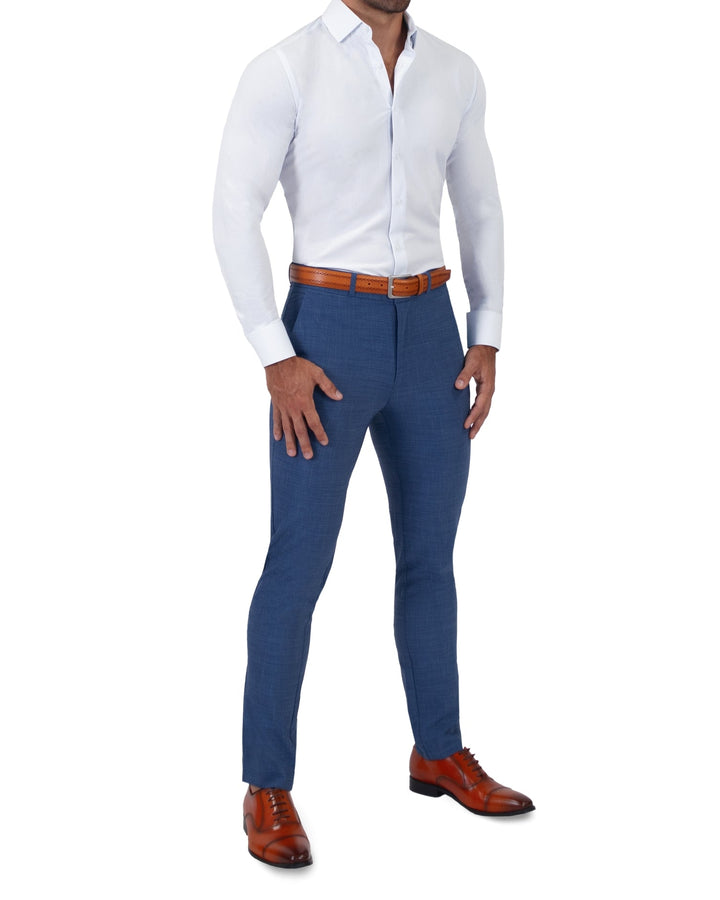 "The Watertown" White & Light Blue Mini Windowpane