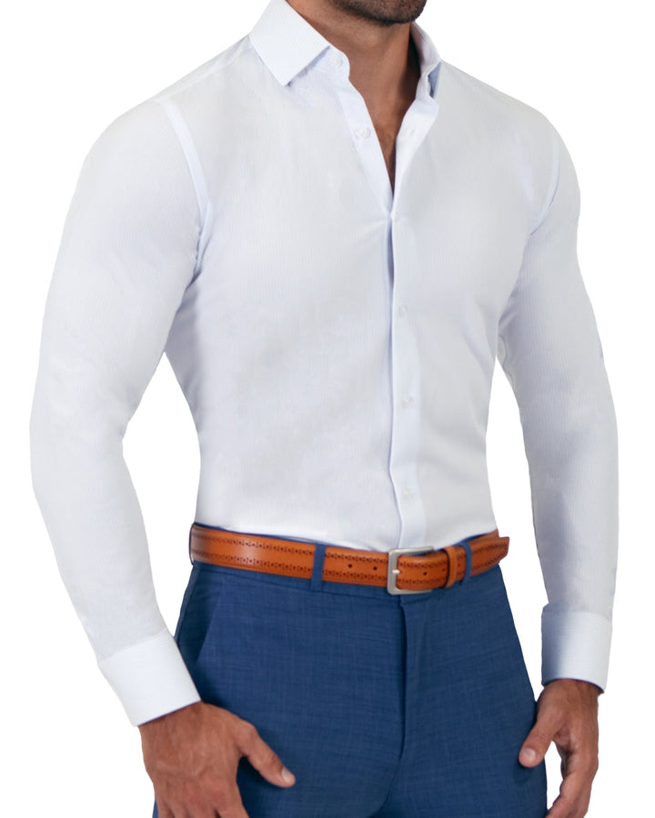 "The Watertown" White & Light Blue Mini Windowpane