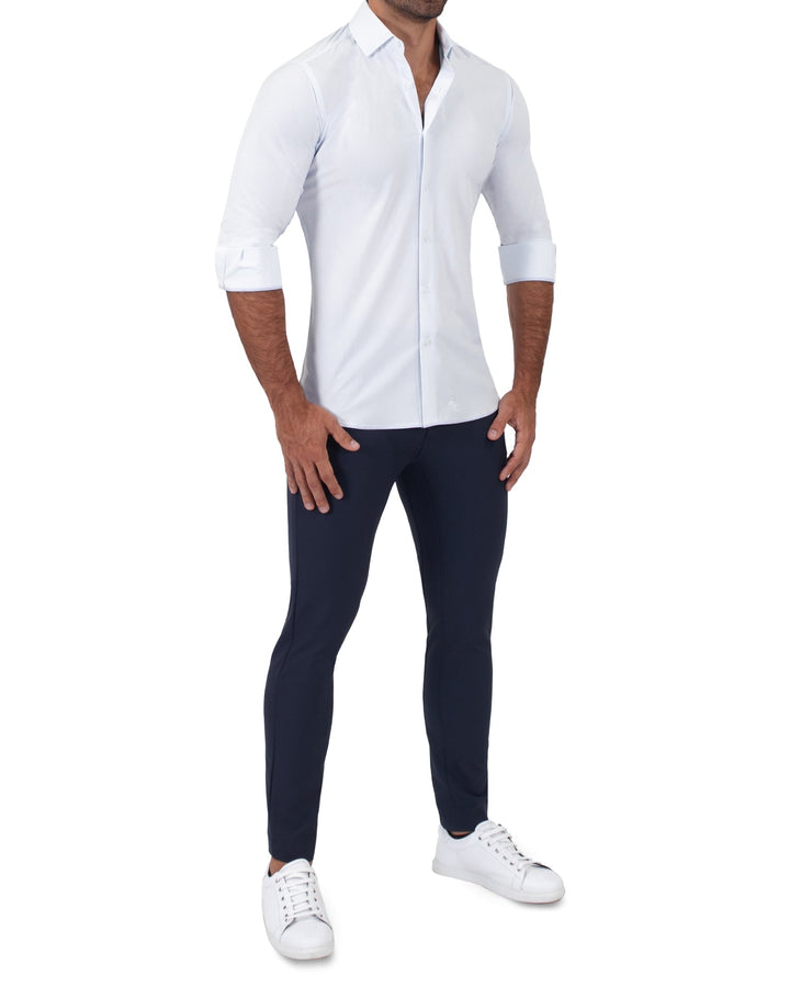 "The Watertown" White & Light Blue Mini Windowpane