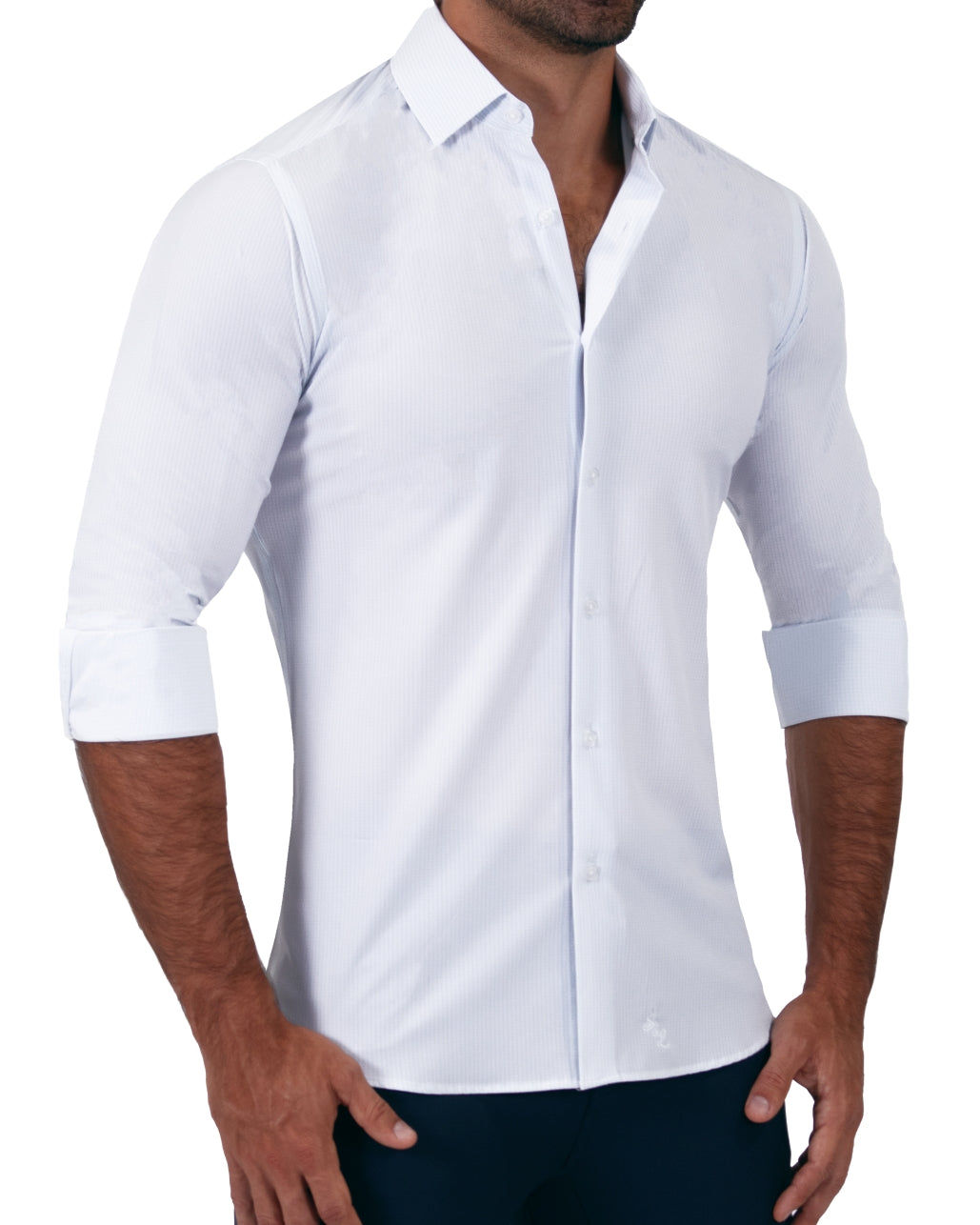 "The Watertown" White & Light Blue Mini Windowpane