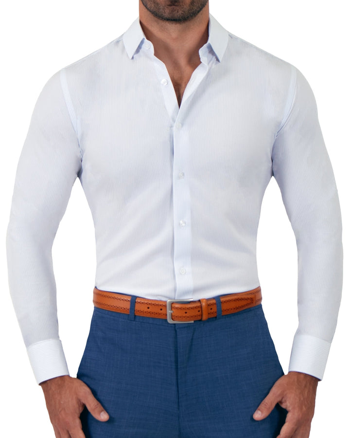 "The Watertown" White & Light Blue Mini Windowpane