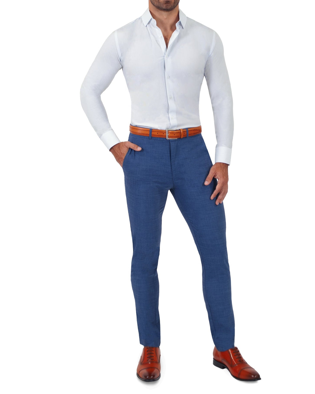 "The Watertown" White & Light Blue Mini Windowpane