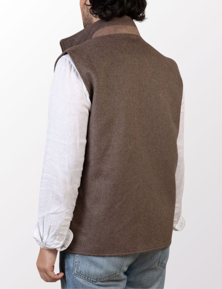 Pothiares Reversible Wool Gilet | Brown
