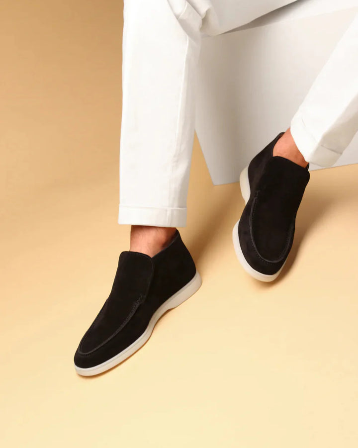 MONACO - BLACK HIGH SUÈDE LOAFERS