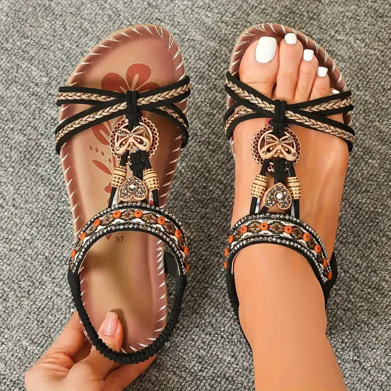 Rhinestone butterfly sandals