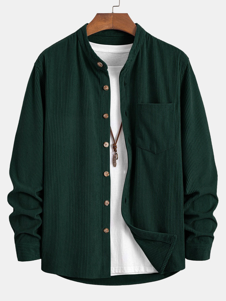Corduroy Stand-Up Collar Shirt