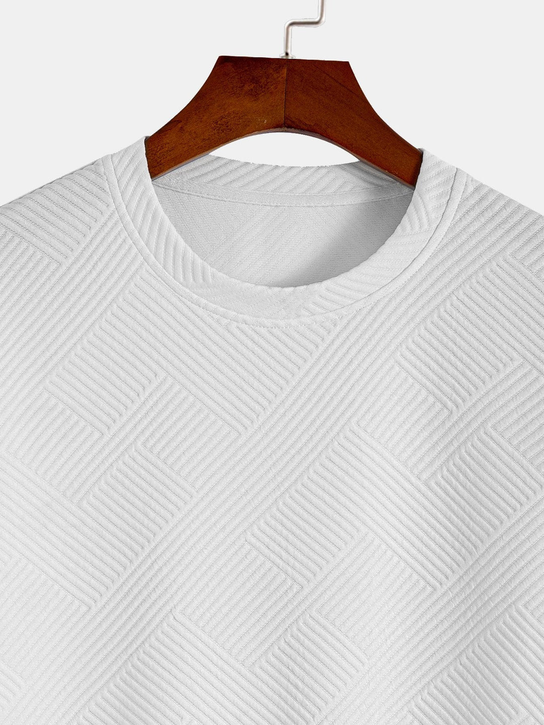 Short Sleeve Striped Jacquard Bow Hem T-Shirt