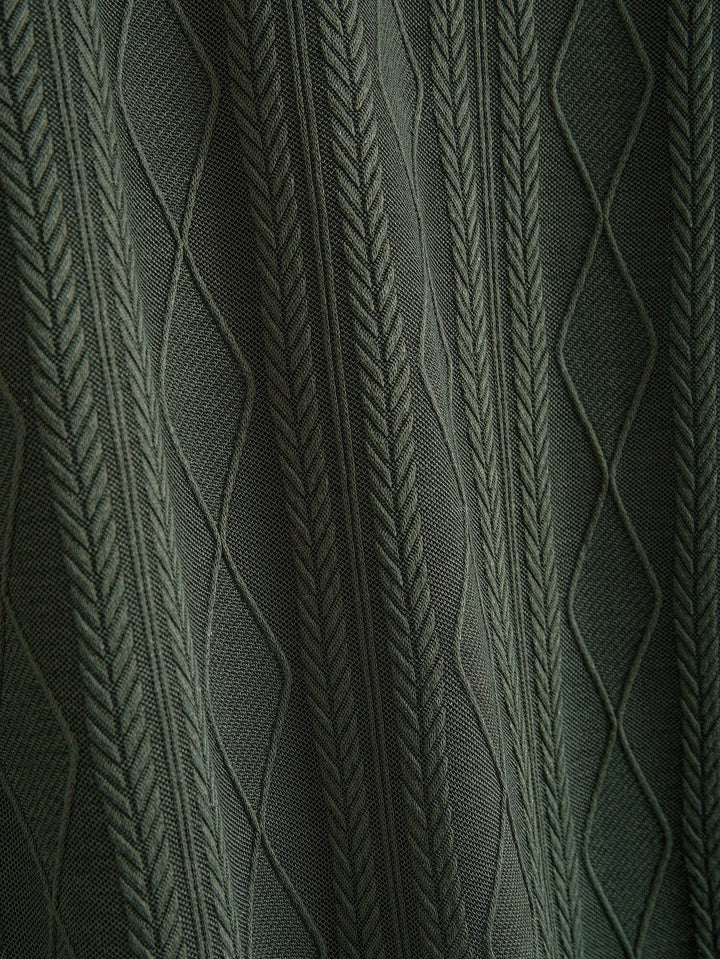 Knitted Geometric Plaid Jacquard Polo