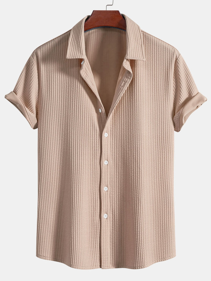 Muscle Fit Ribbed Button-Down Shirt & Shorts
