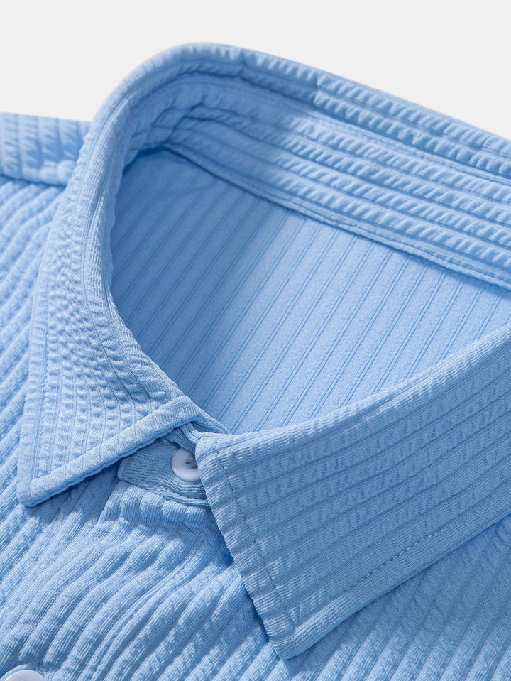 Muscle Fit Ribbed Button-Down Shirt