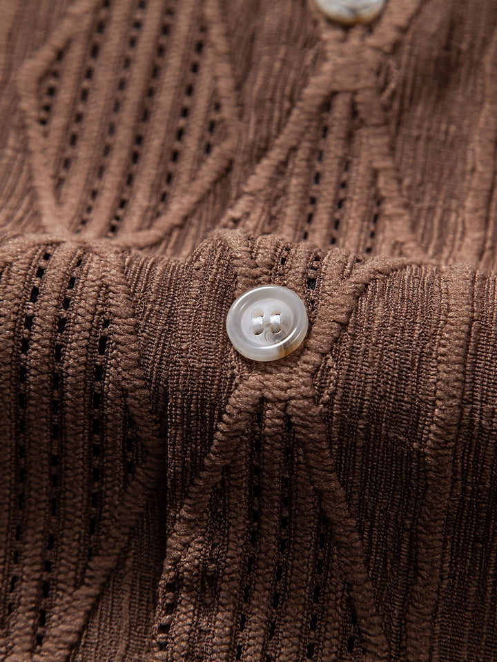 Geometric Jacquard Cuban Shirt & Straight Linen Pants