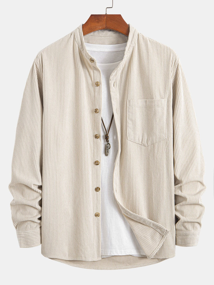 Corduroy Stand-Up Collar Shirt