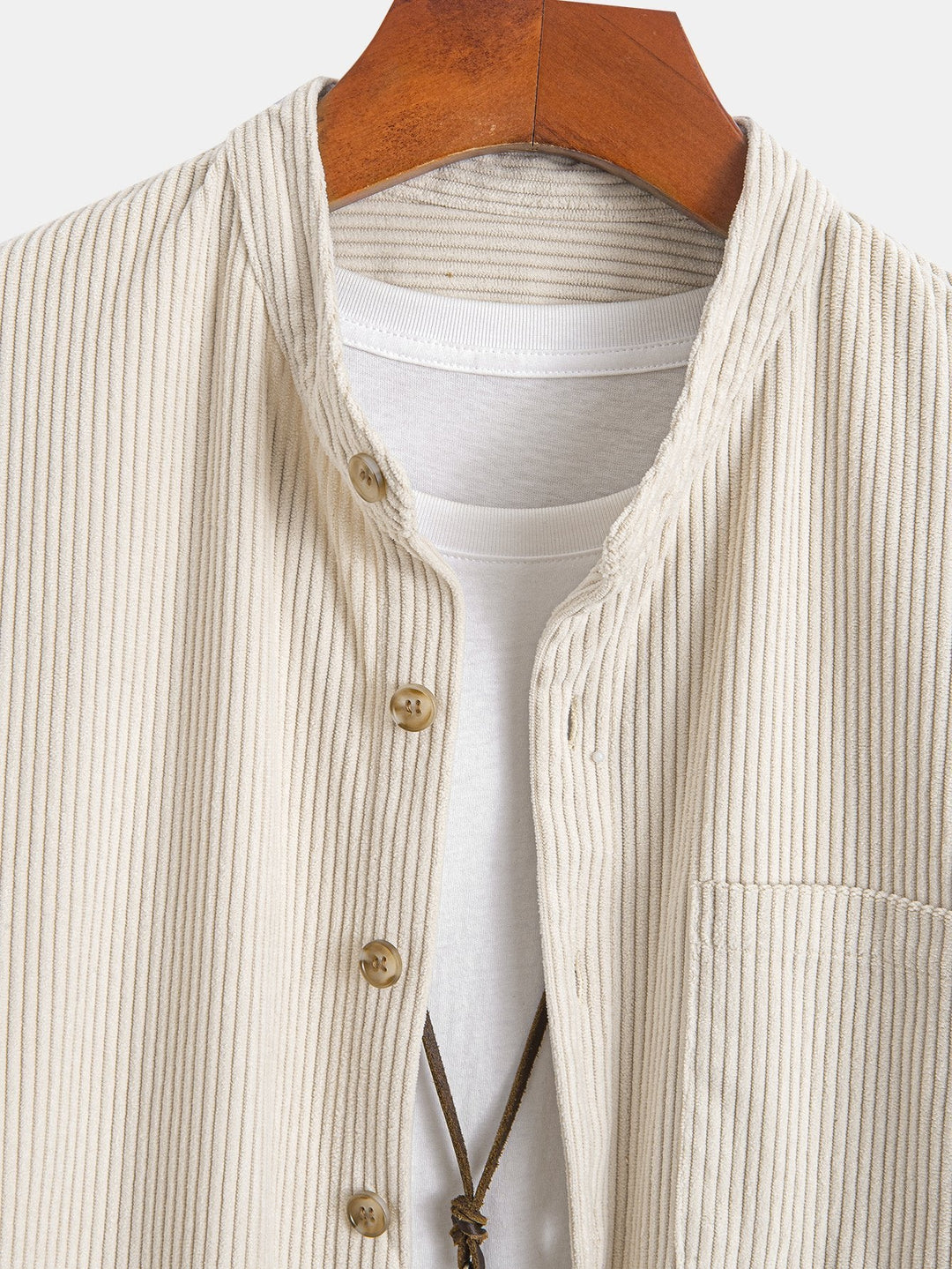 Corduroy Stand-Up Collar Shirt