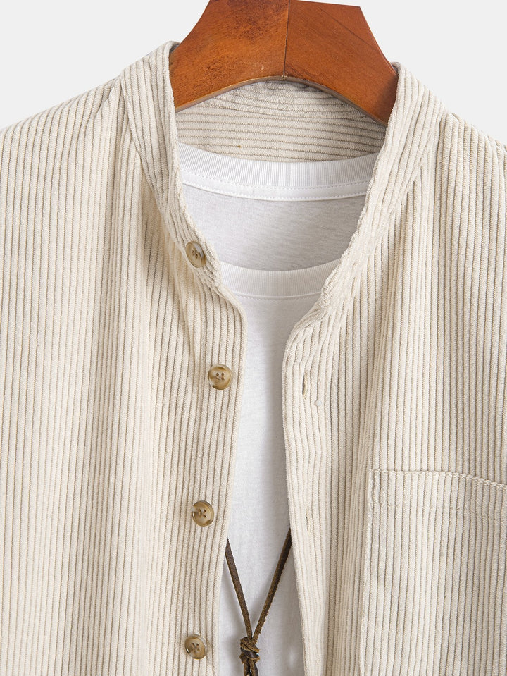 Corduroy Stand-Up Collar Shirt