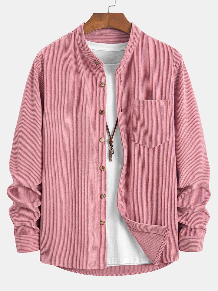 Corduroy Stand-Up Collar Shirt