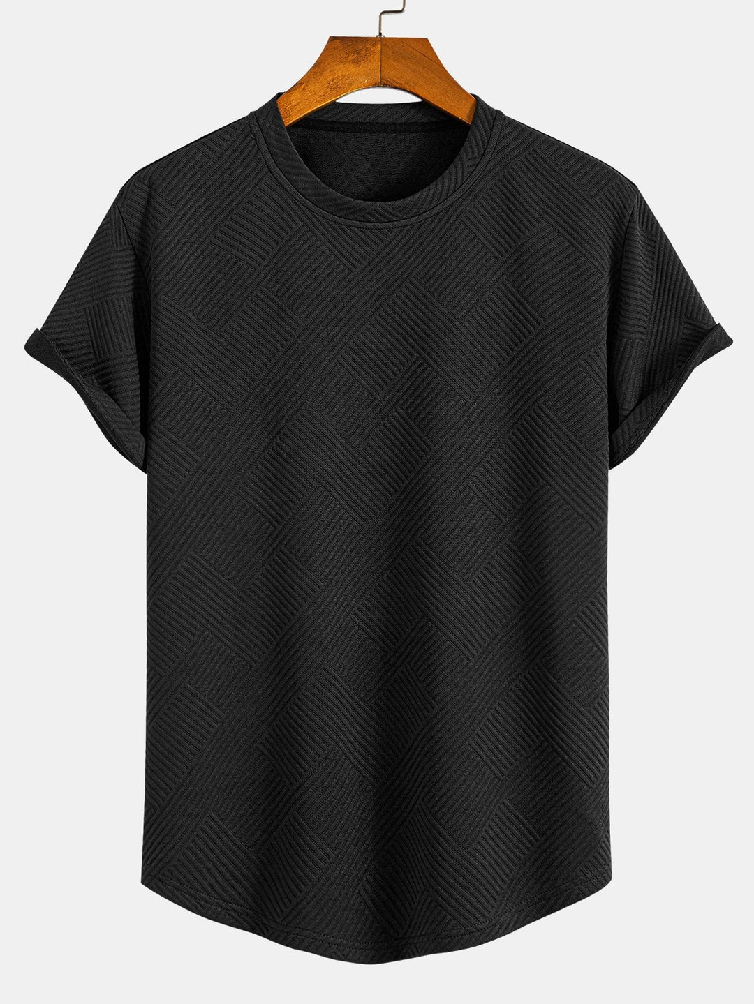 Short Sleeve Striped Jacquard Bow Hem T-Shirt