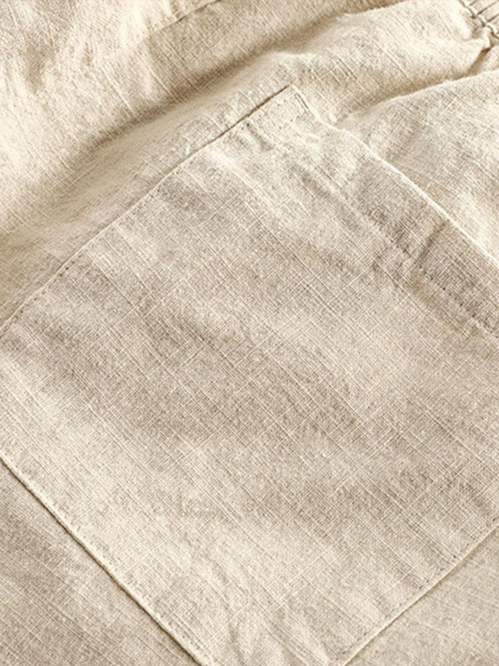 Linen Cotton Blend Drawstring Shorts