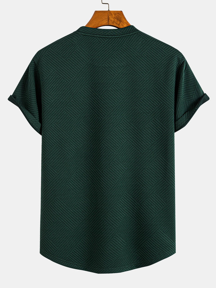 Short Sleeve Striped Jacquard Bow Hem T-Shirt