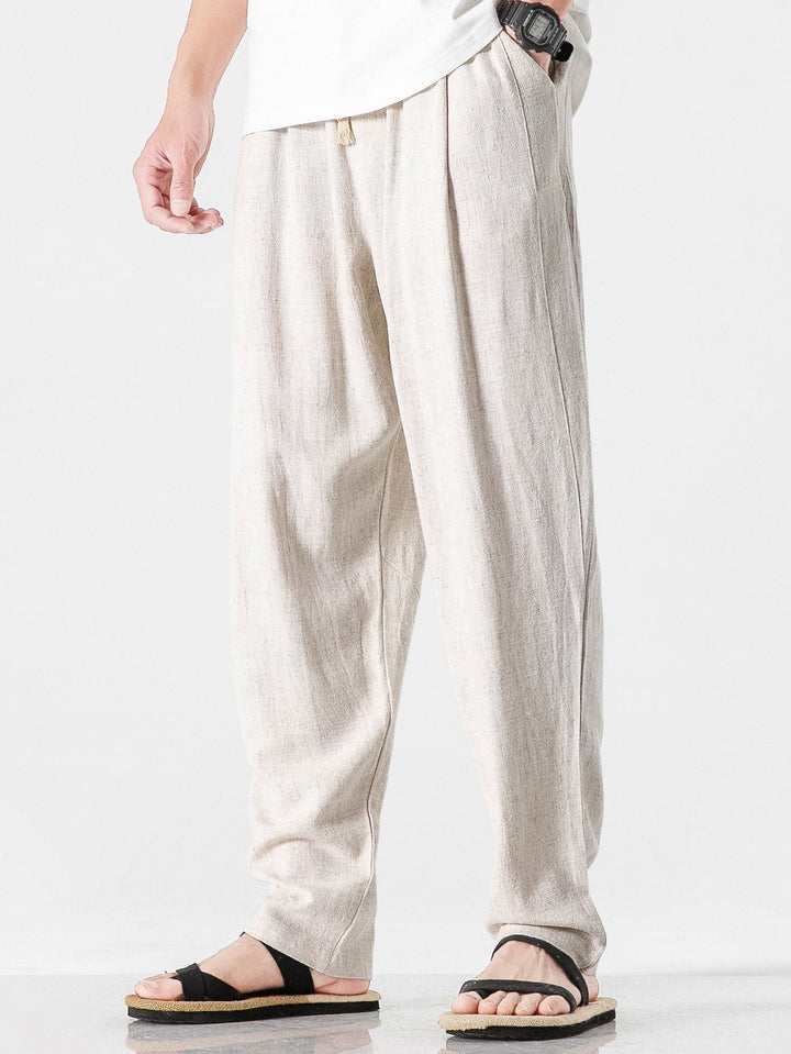 Relax Fit Linen and Cotton Blend Harem Pants