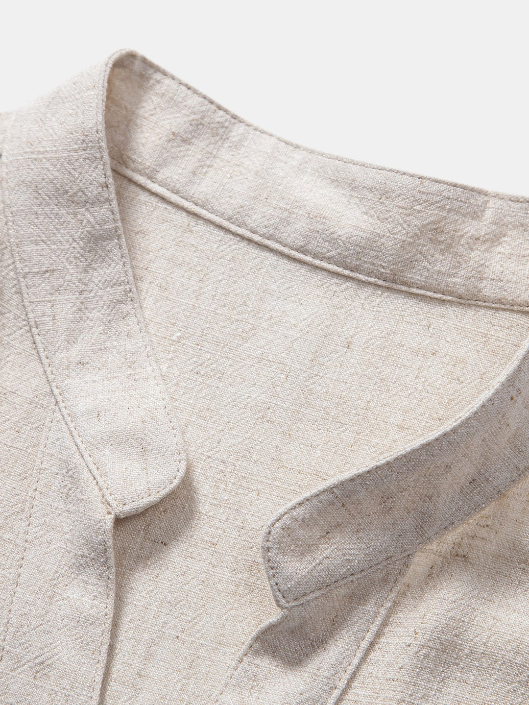 Short Sleeve V-Neck Linen Rayon Mix Shirt