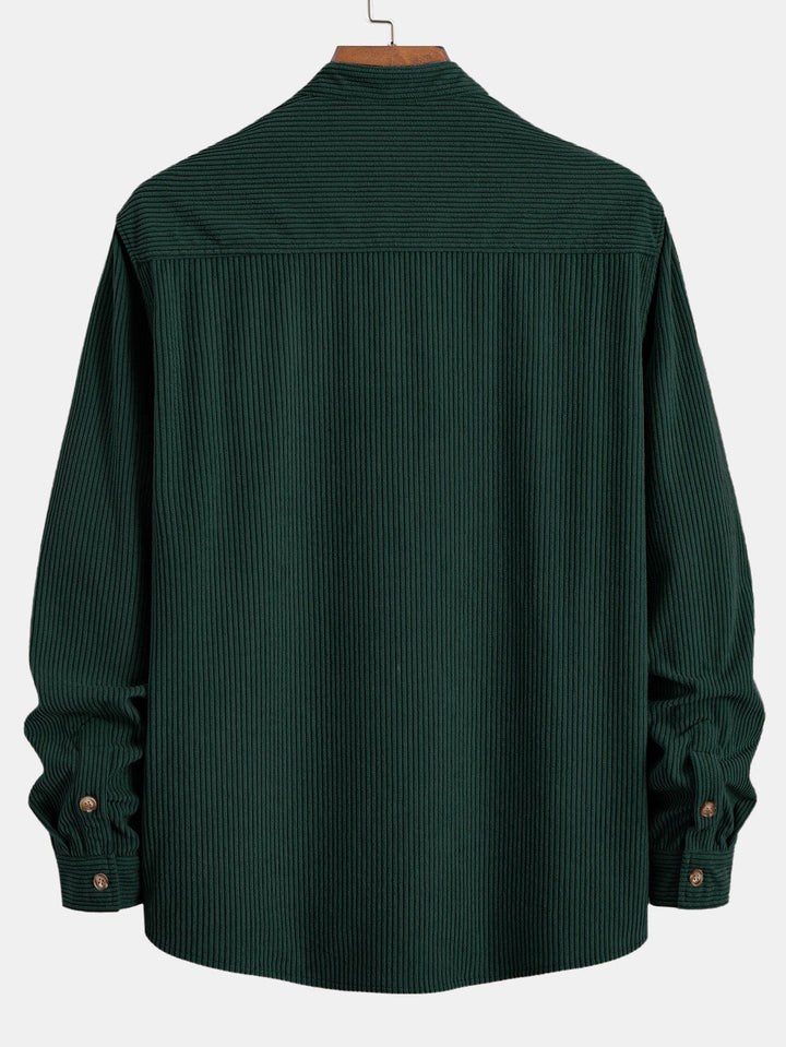 Corduroy Stand-Up Collar Shirt