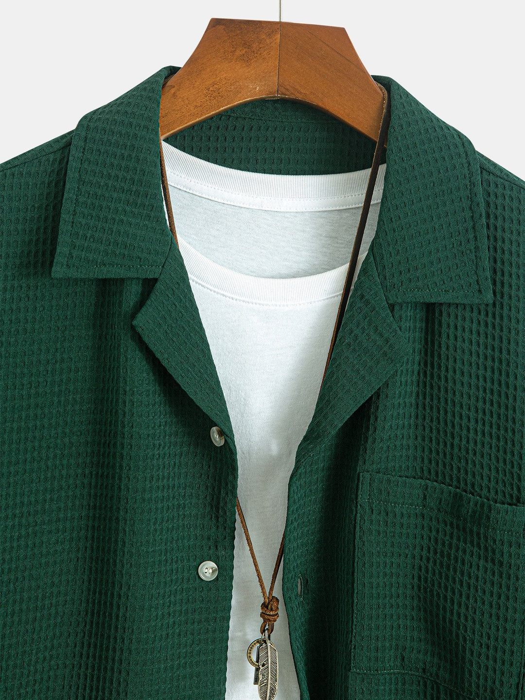 Long Sleeve Waffle Cuban Collar Shirt