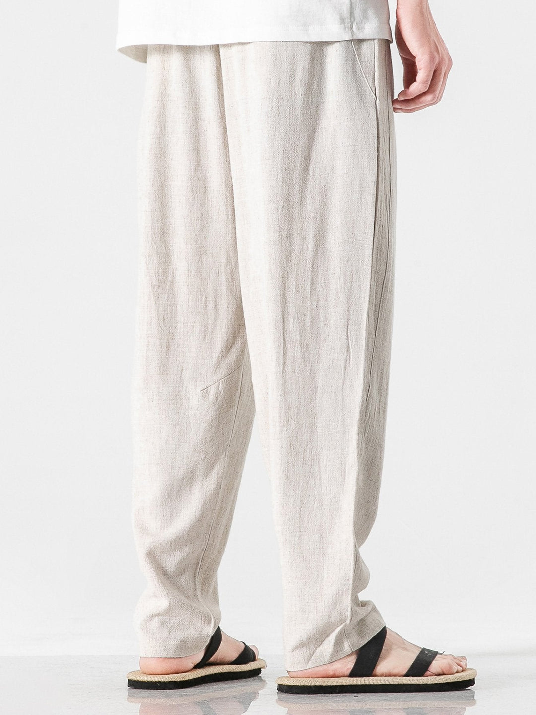 Relax Fit Linen and Cotton Blend Harem Pants