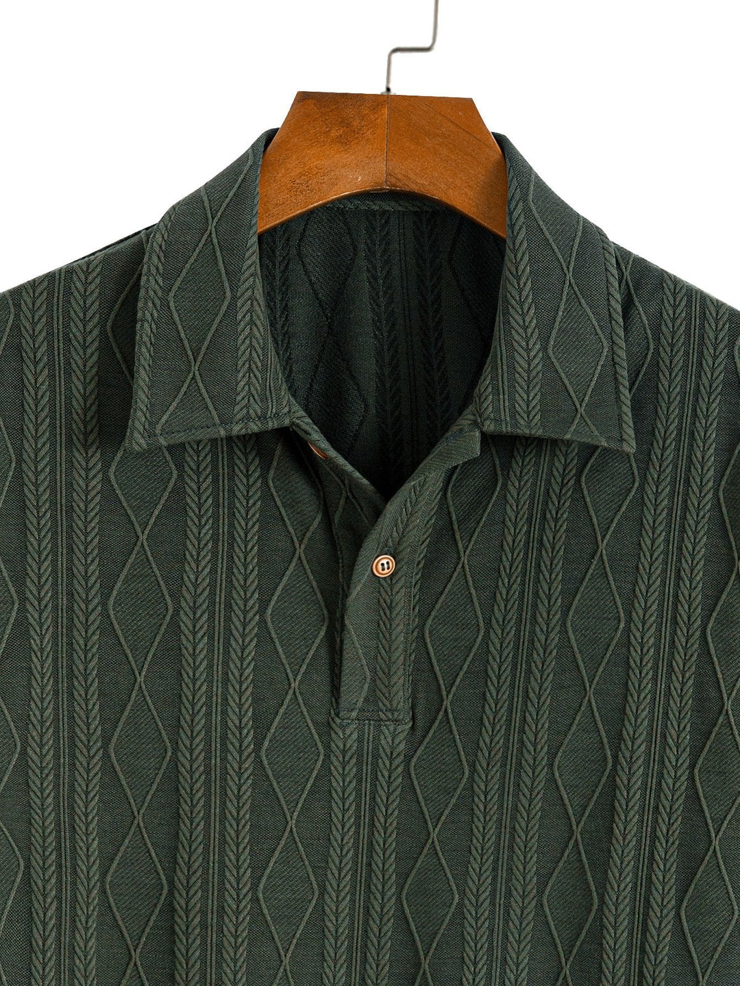 Knitted Geometric Plaid Jacquard Polo