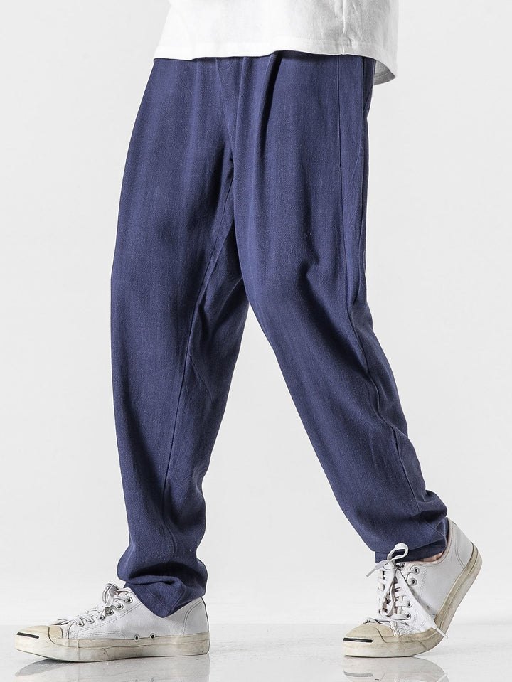 Relax Fit Linen and Cotton Blend Harem Pants